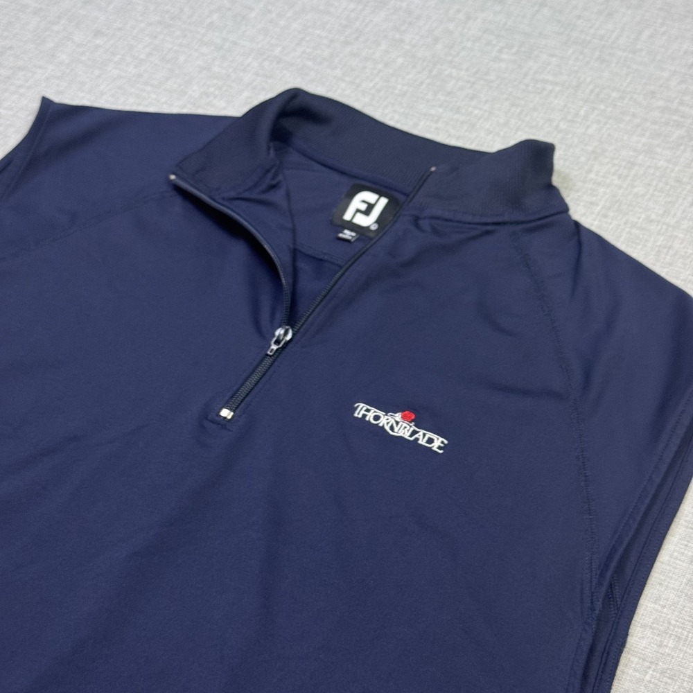 FootJoy Golf Performance Pullover Vest Mens Large Blue 1/4 Zip Mock Neck Stretch